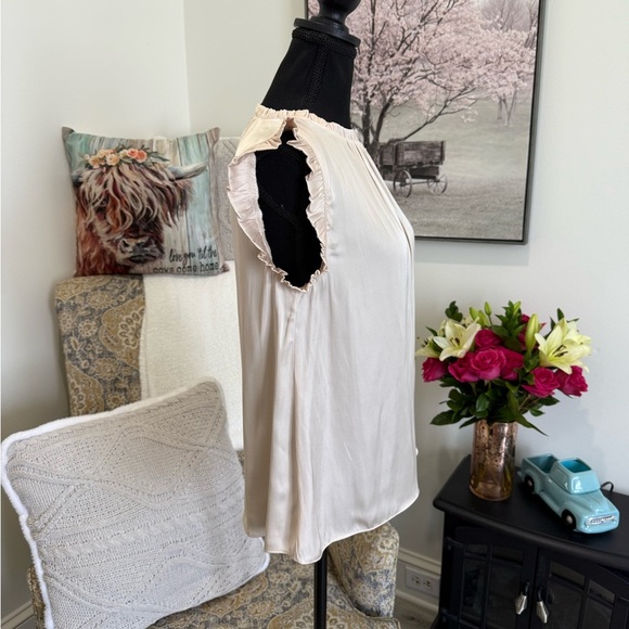 Cream Sleeveless Ruffled Blouse - Picture 6 of 7